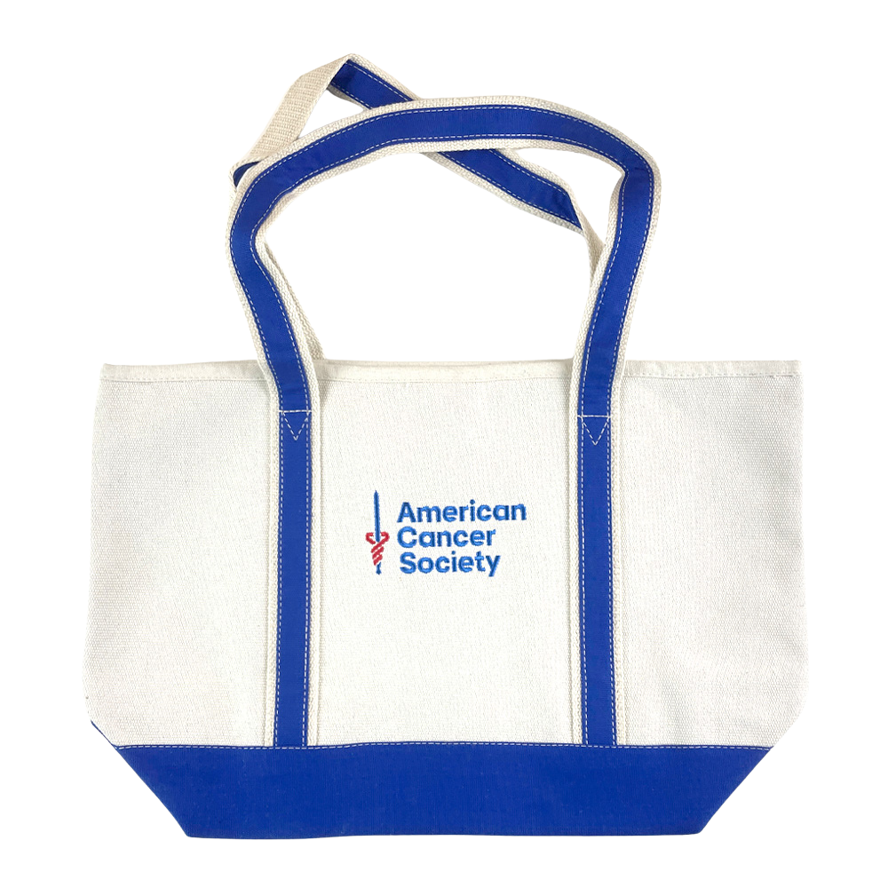 Embroidered Heavyweight Canvas Tote - Natural/Royal Blue