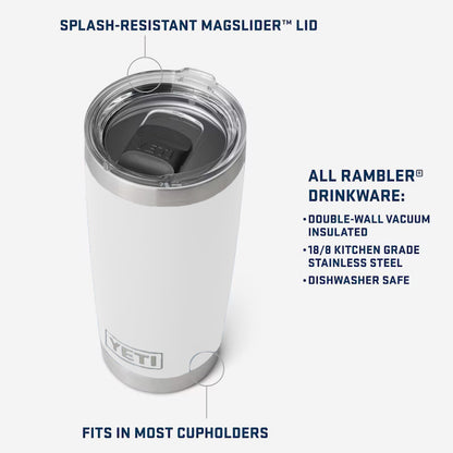 20 oz YETI Rambler Tumbler - White