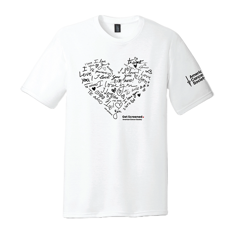 I Love You Get Screened T-Shirt - White – American Cancer Society