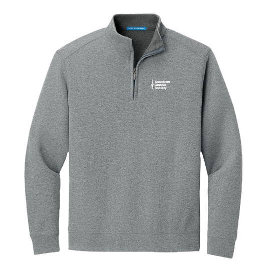 Interlock ¼ Zip Pullover - Heather Grey with White logo