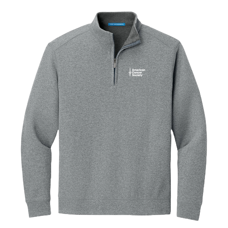 Interlock ¼ Zip Pullover - Heather Grey with White logo