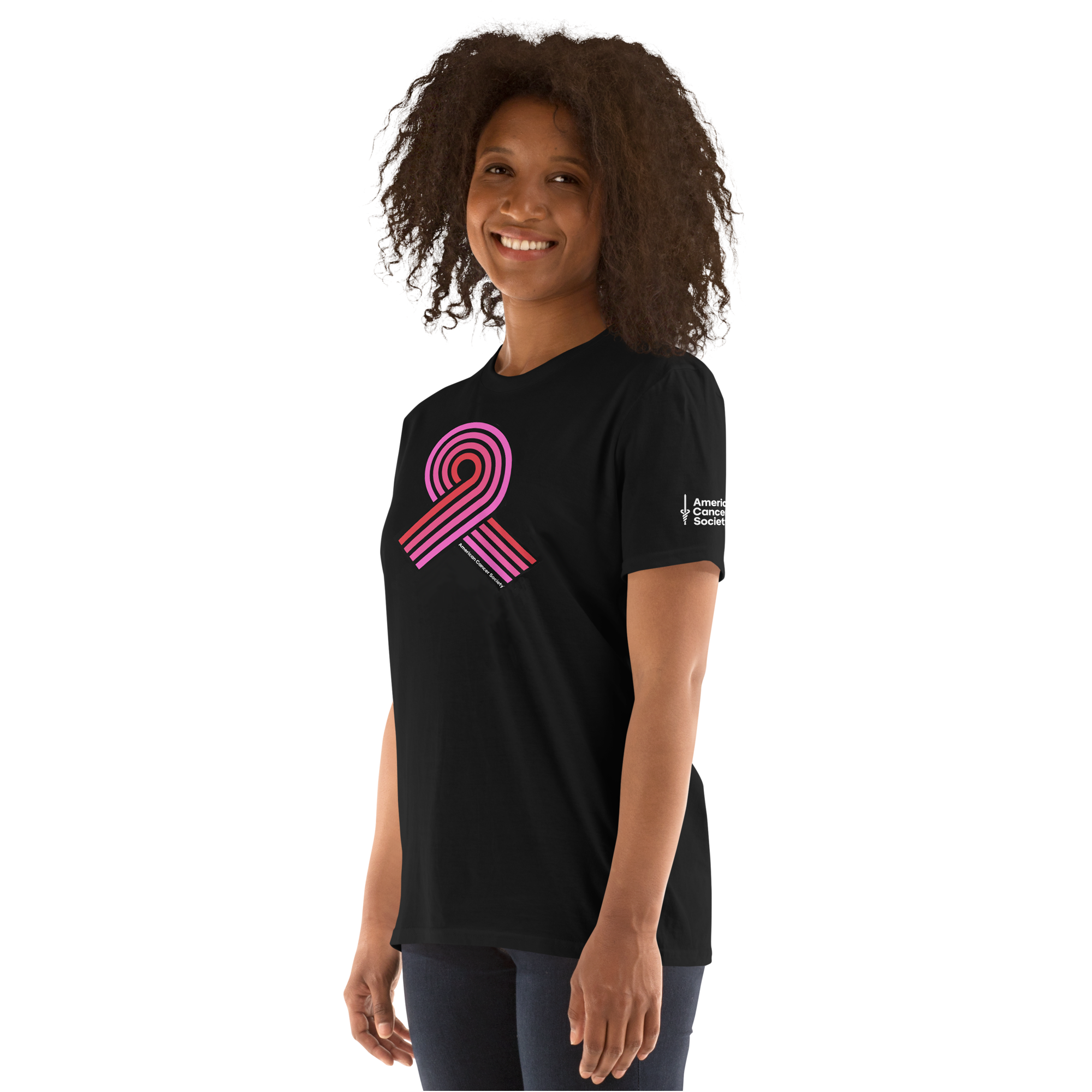 Breast Cancer Awareness Ribbon Graphic Tee - Black - Made to Order