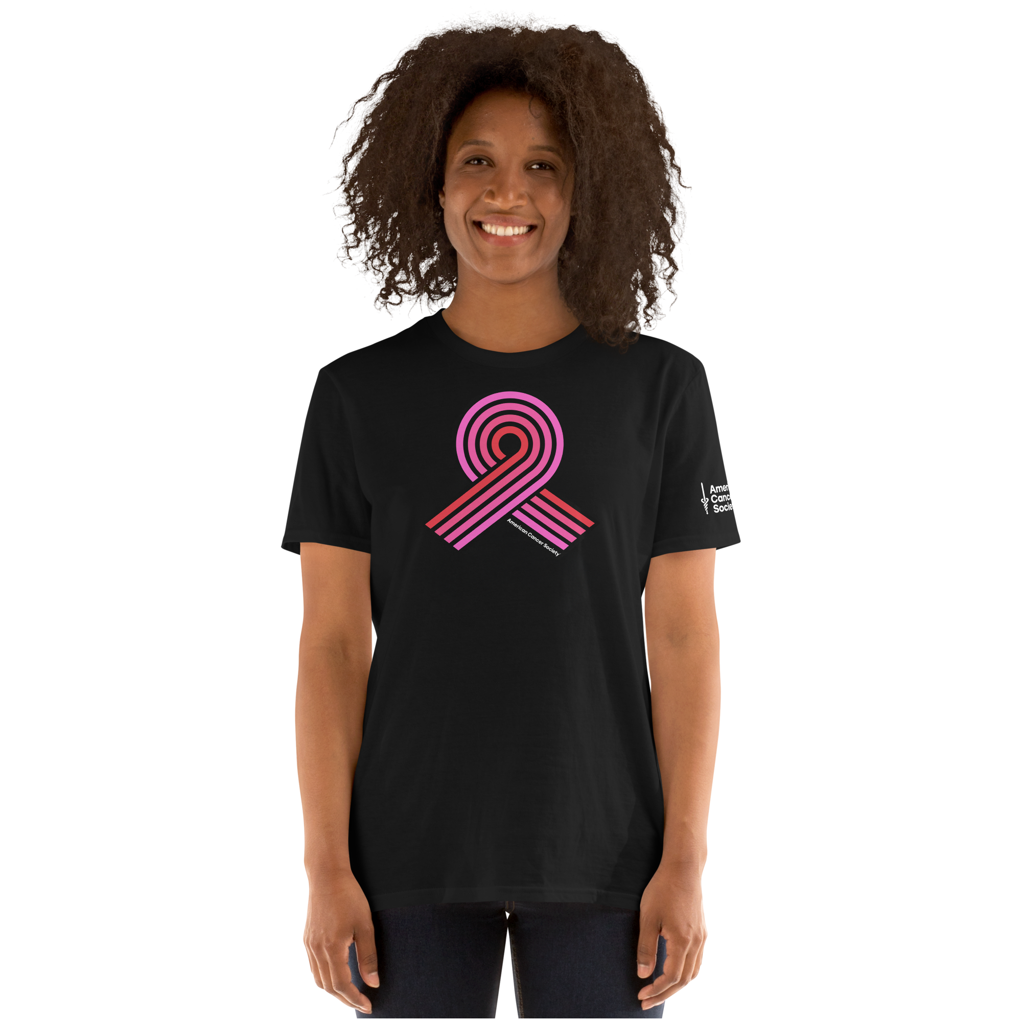 Breast Cancer Awareness Ribbon Graphic Tee - Black - Made to Order
