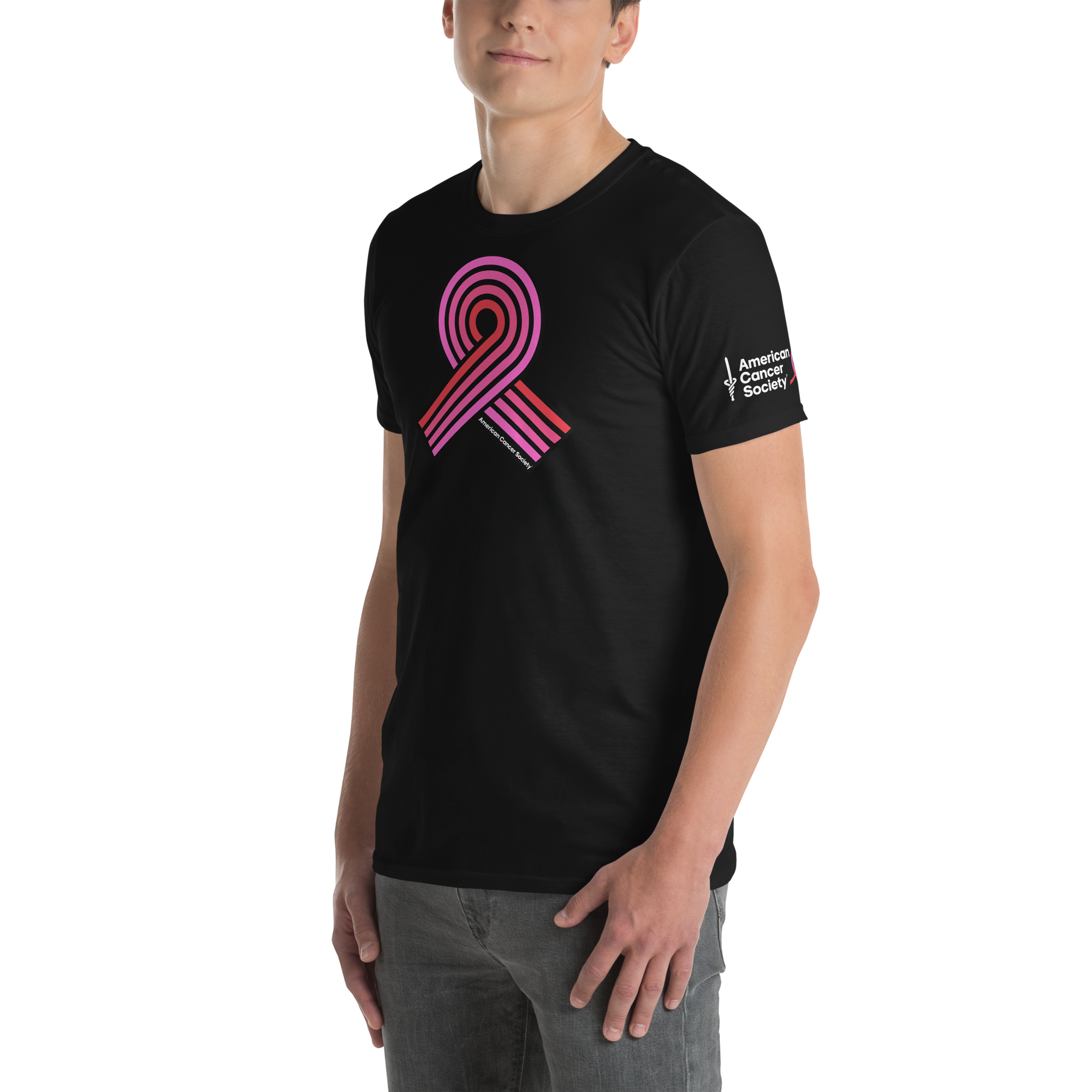 Breast Cancer Awareness Ribbon Graphic Tee - Black - Made to Order