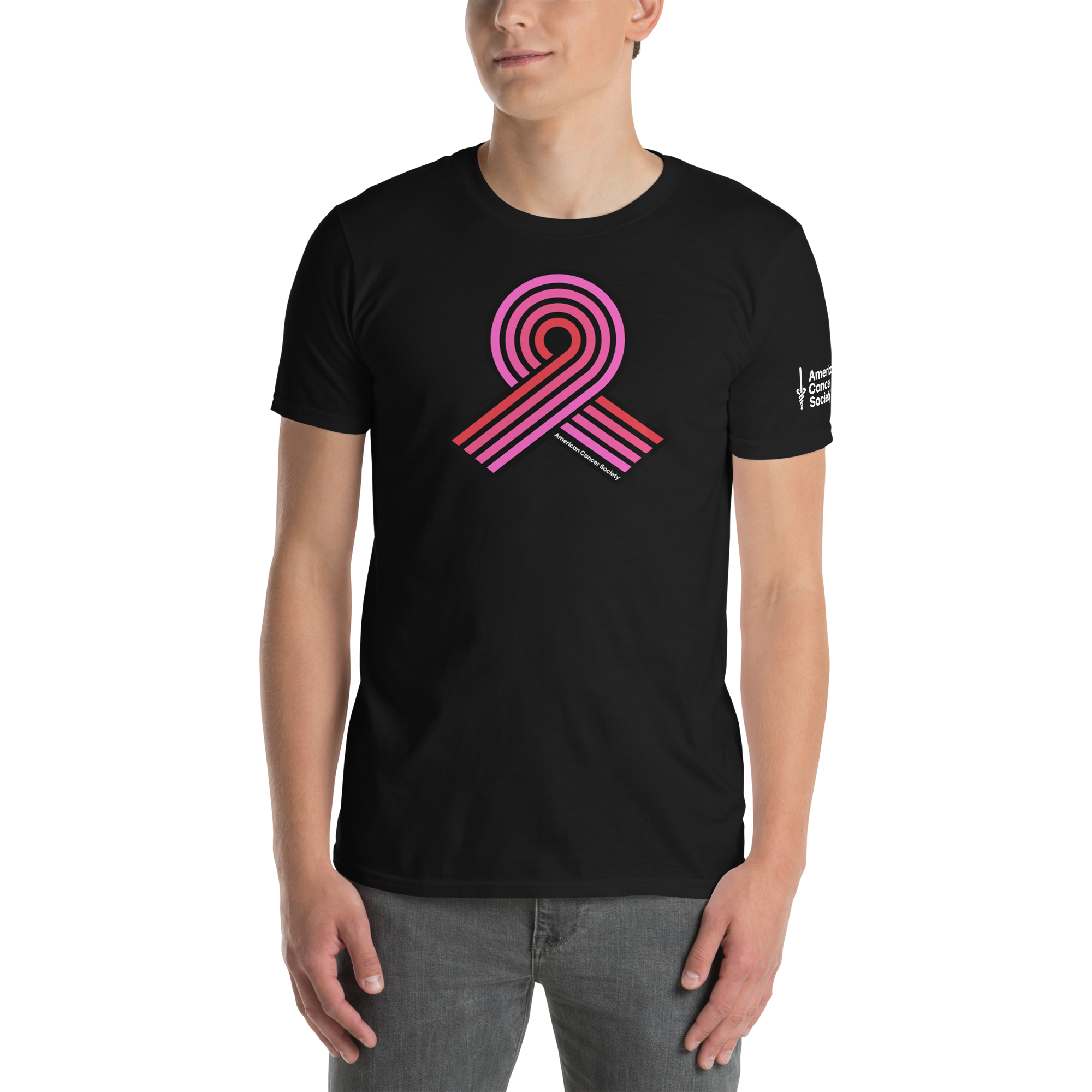 Breast Cancer Awareness Ribbon Graphic Tee - Black - Made to Order